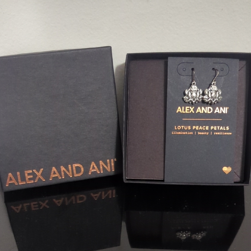 Alex and Ani Silver Lotus Earrings